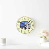 Blue White Garbage Truck Cartoon Ronde Klok (Huis)