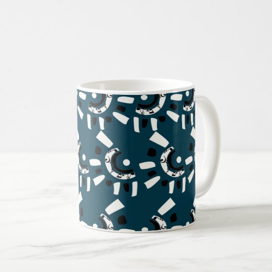 Blue White Geometric Abstract Modern Cool Koffiemok (Voorkant rechts)