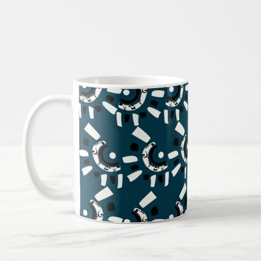 Blue White Geometric Abstract Modern Cool Koffiemok (Links)