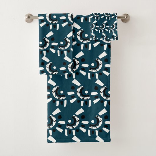 Blue White Geometric Abstract Modern Pattern Bad Handdoek (Insitu)