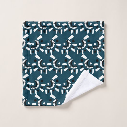 Blue White Geometric Abstract Modern Pattern Bad Handdoek (Wasdoekje)