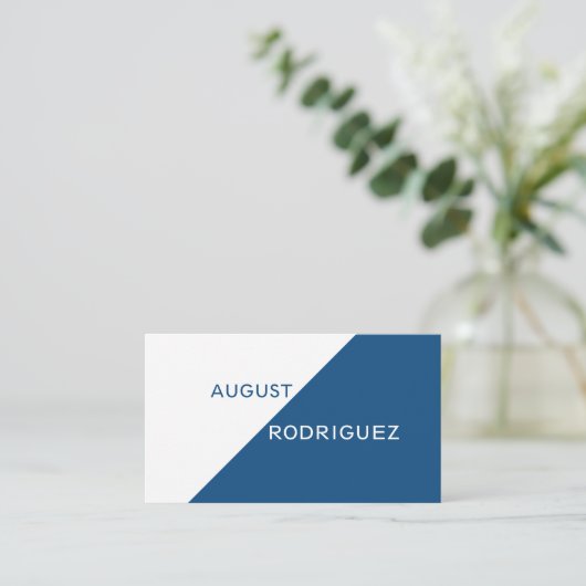 Blue White Geometric Custom QR Code Visitekaartje (Staand voorkant)