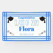 Blue White Geometric Graduation Party Spandoek (Horizontaal)