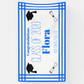 Blue White Geometric Graduation Party Spandoek (Verticaal)