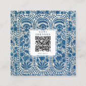 Blue White Geometric QR Code Social Media Vierkante Visitekaartje (Voorkant)