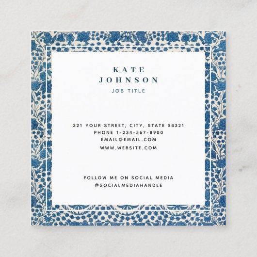 Blue White Geometric QR Code Social Media Vierkante Visitekaartje (Achterkant)