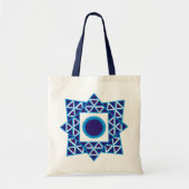 Blue White Geometric Triangle Star Mandala Tote Bag (Voorkant)