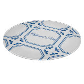 Blue & White Geometry & Flowers Snijplank (Hoek)