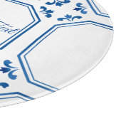 Blue & White Geometry & Flowers Snijplank (Hoek)