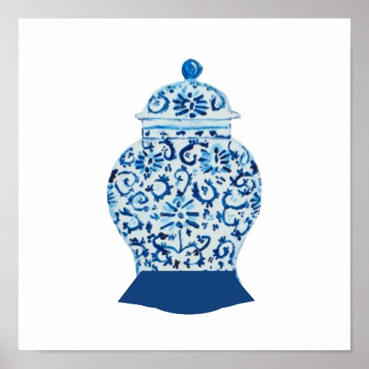 Blue White Ginger Jar Art Print poster (Voorkant)