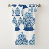 Blue White Ginger Jar Bath Towel Set Bad Handdoek (Insitu)