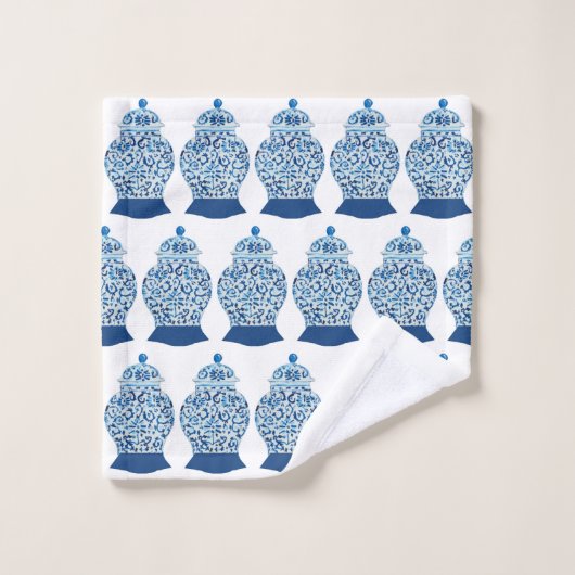 Blue White Ginger Jar Bath Towel Set Bad Handdoek (Wasdoekje)