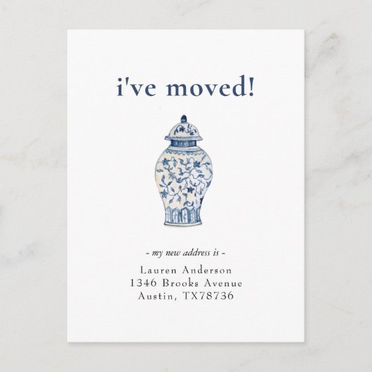 Blue & White Ginger Jar Bewegende aankondiging Briefkaart (Voorkant)