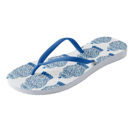 Blue White Ginger Jar Thongs Teenslippers (Schuin)