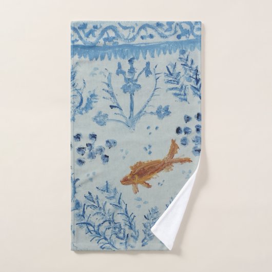 Blue White Ginger Jar Towel Set Fish Towel Set Bad Handdoek (Handdoek)