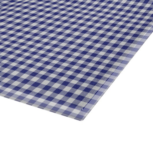 Blue-White Gingham-15 x 11 GLASS CUTTING BOARD Snijplank (Hoek)