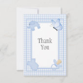 Blue White Gingham-Baby shower Bedankkaart (Voorkant)