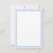 Blue White Gingham-Baby shower Bedankkaart (Achterkant)