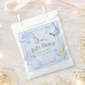 Blue White Gingham Boy Baby shower Bedankzakje (Geknipt)