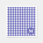 Blue White Gingham Check Pattern Monogram Servet (Voorkant)