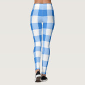Blue & White Gingham Checkered Pattern Leggings (Achterkant)