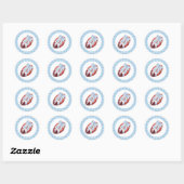 Blue & White Gingham Football Bow Sticker (Vel)