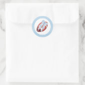 Blue & White Gingham Football Bow Sticker (Tas)