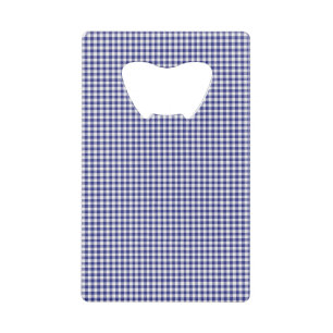 Blue-White Gingham-KAART FLESOPENER Creditkaart Flessenopener