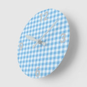 Blue White Gingham Modern Wall klok (Hoek)