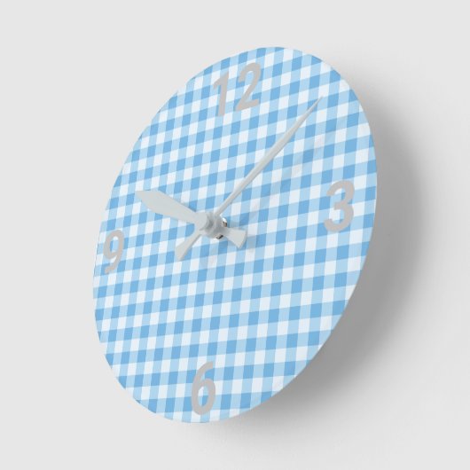 Blue White Gingham Modern Wall klok (Hoek)