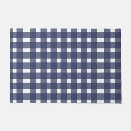 Blue White Gingham Pattern Deurmat (Voorkant)