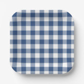 Blue White Gingham Pattern Papieren Bordje (Voorkant)