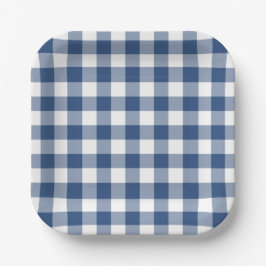 Blue White Gingham Pattern Papieren Bordje