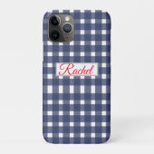 Blue White Gingham Personalized Case-Mate iPhone Case (Achterkant)