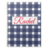 Blue White Gingham Personalized Notitieboek (Voorkant)