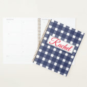 Blue White Gingham Personalized Planner (Display)