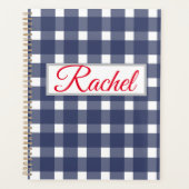 Blue White Gingham Personalized Planner (Voorkant)