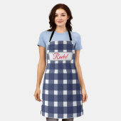 Blue White Gingham Personalized Schort (Gedragen)