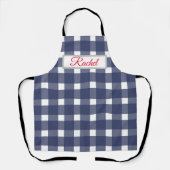 Blue White Gingham Personalized Schort (Voorkant)