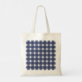 Blue White Gingham Personalized Tote Bag (Achterkant)