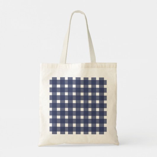 Blue White Gingham Personalized Tote Bag (Achterkant)