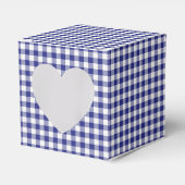 Blue-White Ginham-PARTY FAVOR BOX, tweede hart Bedankdoosjes (Voorkant Zijde)