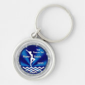 Blue White Girls Gymnastics Gifts, gepersonaliseer Sleutelhanger (Voorkant)