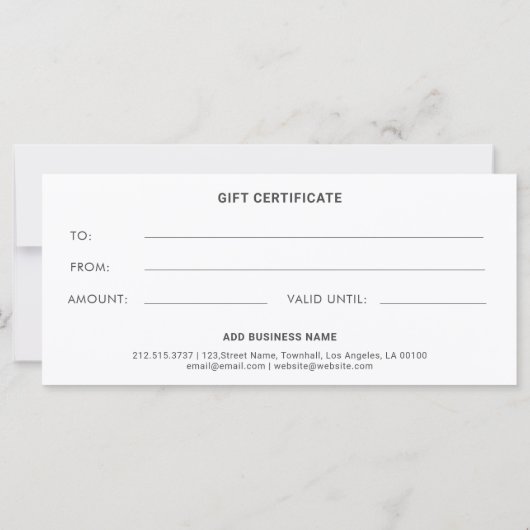 Blue White Glitter Business Cadeaubon (Achterkant)