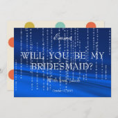 Blue White Glitter Folie Wil je mijn bruidsmeisje  Kaart (Voorkant / Achterkant)