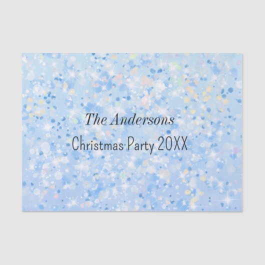 Blue White Glitter Holiday Verjaardagsfeest Tissuepapier (Voorkant)