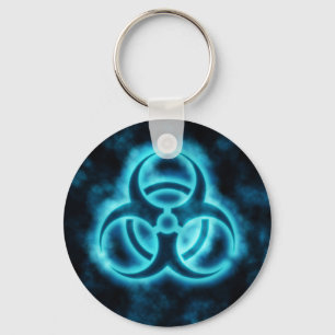 Blue-White Glow Biohazard Symbol Sleutelhanger
