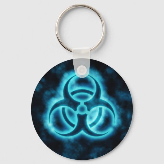 Blue-White Glow Biohazard Symbol Sleutelhanger (Voorkant)