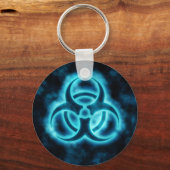 Blue-White Glow Biohazard Symbol Sleutelhanger (Voorkant)