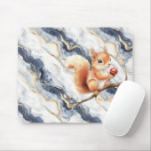 Blue White Gold Abstract Squirrel Apple Muismat (Met muis)